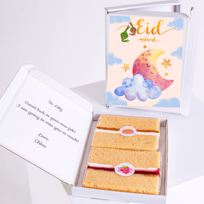 Eid Mubarak gift box with cake and card for Lilly