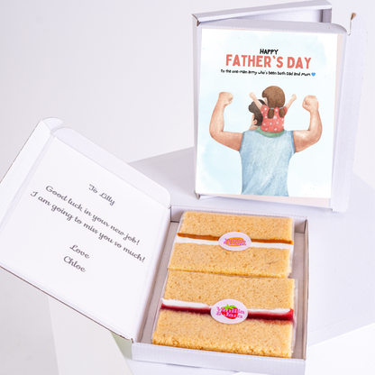 Father's Day gift box with card and cake for Lilly.