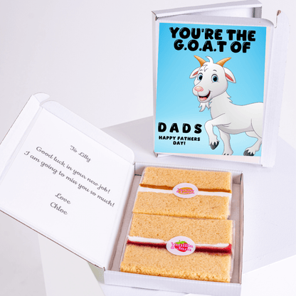 Father's Day gift box with G.O.A.T of Dads card and cake.