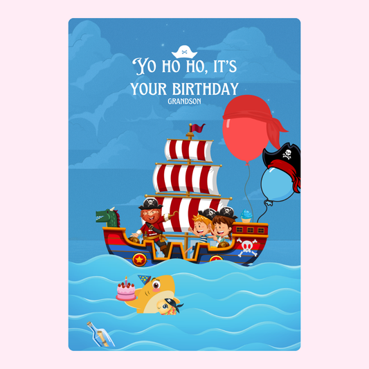 Pirate birthday card for grandson