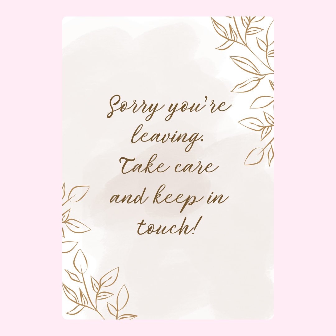 Leaving card with well wishes