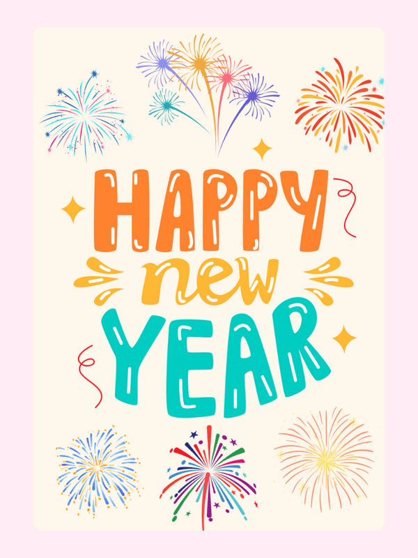 Happy New Year, White Cake Card