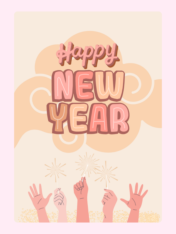 Happy New Year, Hands Cake Card
