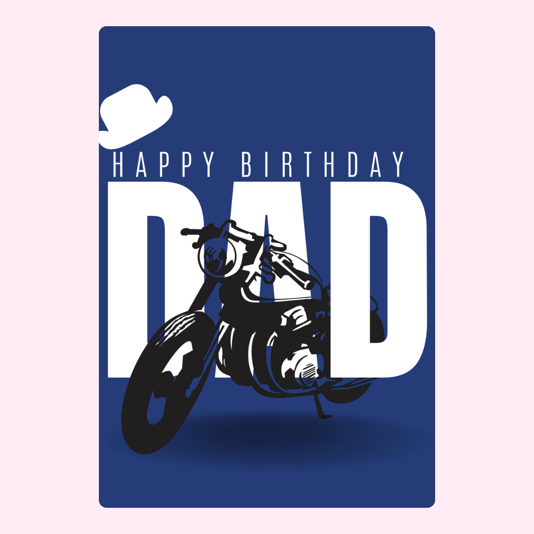 Happy Birthday Dad card with motorcycle.