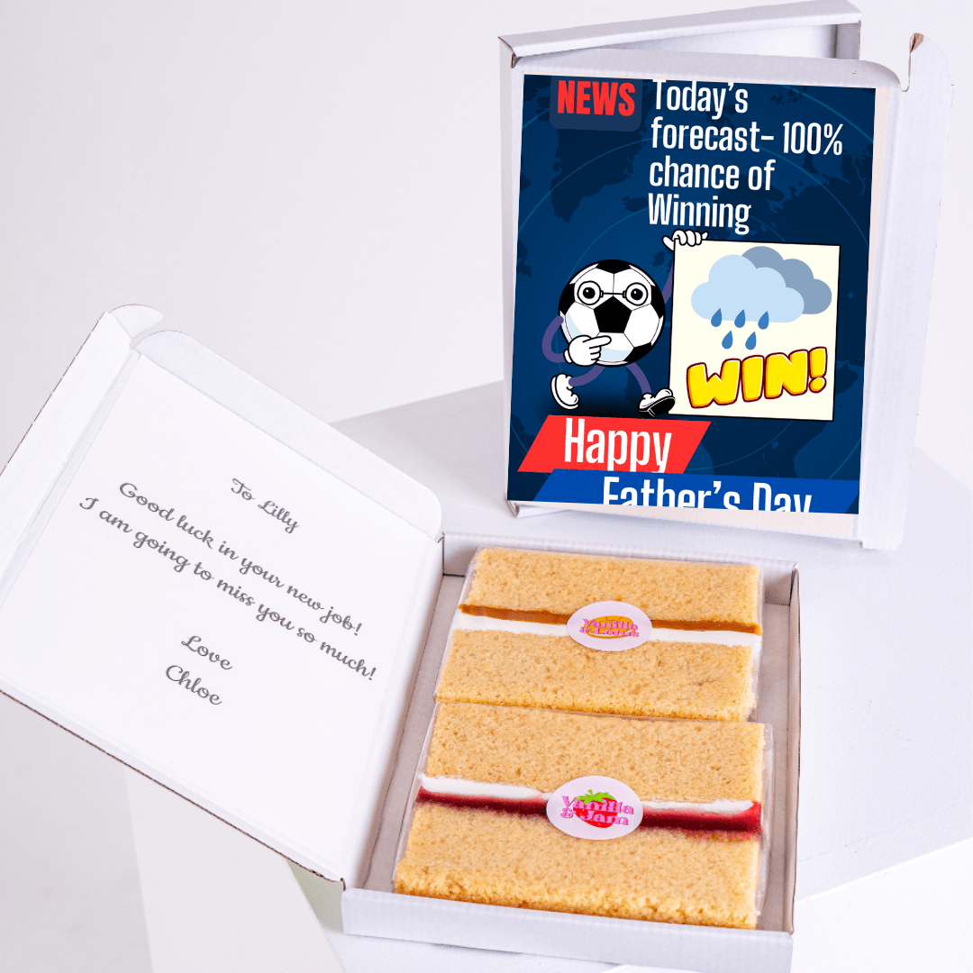Father's Day gift with cake and Today's forecast-100% chance of Winning