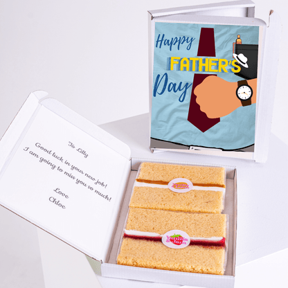 Father's Day gift box with cake and card