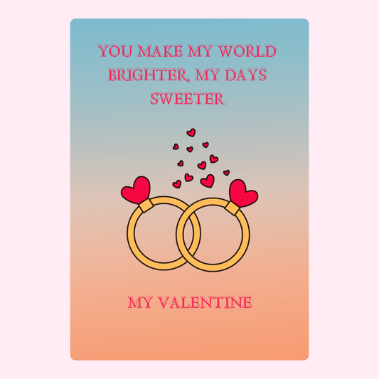 Valentine's Day card with rings and hearts, saying My Valentine (#24)