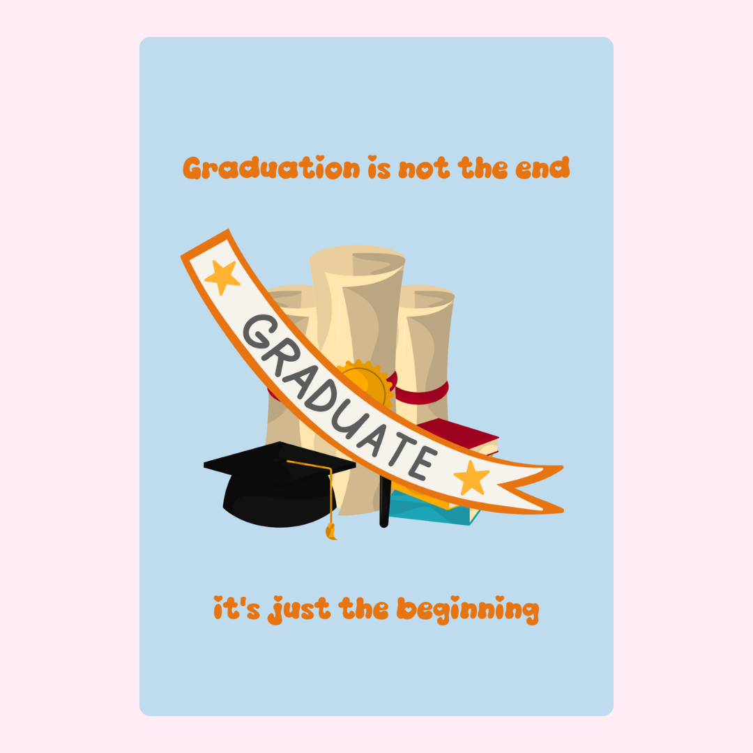 Graduation card with cap, scrolls, and Graduate banner - 25
