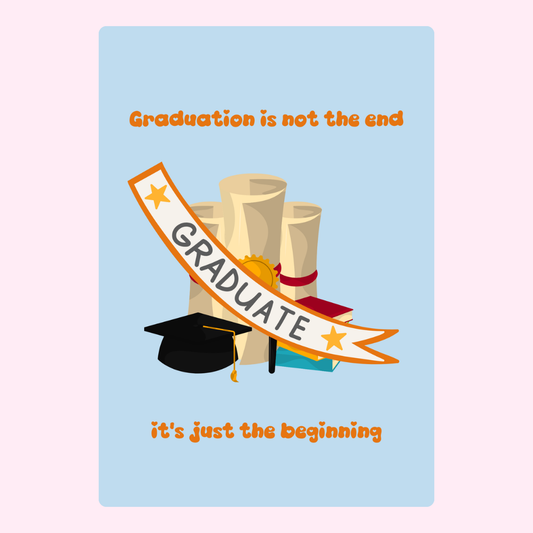 Graduation card with cap, scrolls, and Graduate banner - 25