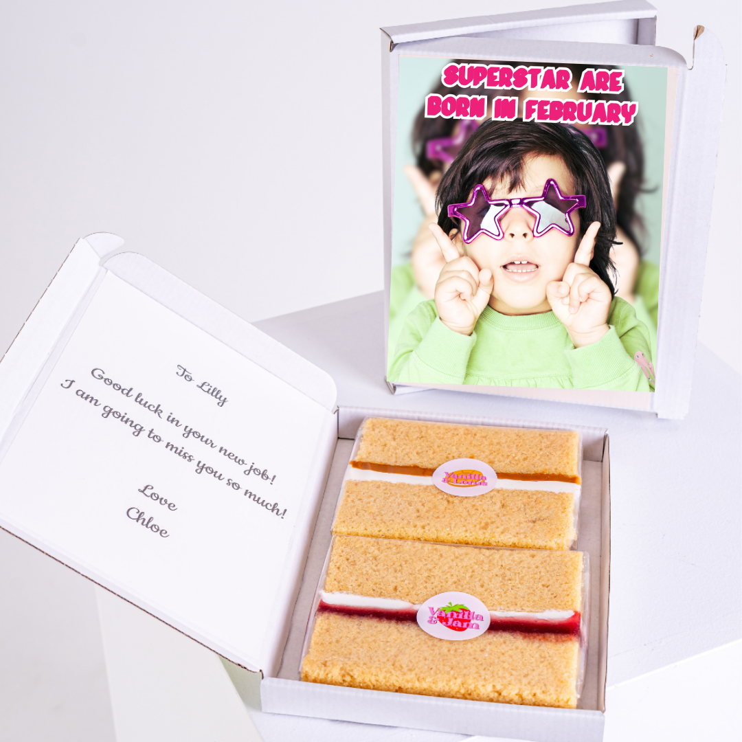 Birthday cake gift box for Lilly, Superstar are born in February