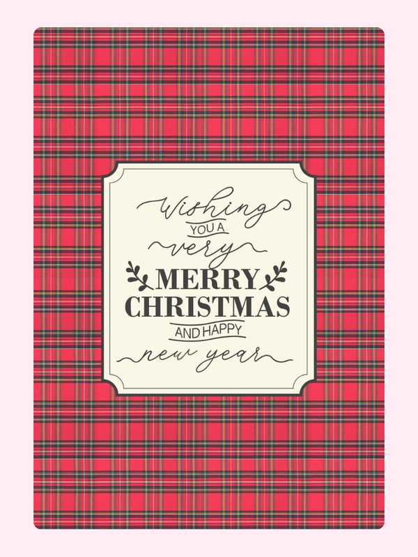Plaid Wishes Cake Card, Christmas
