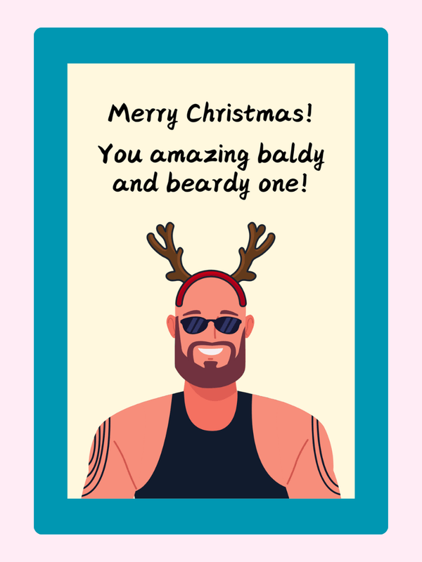Baldy And Bearded One Cake Card, Christmas
