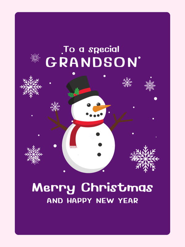 Christmas card for grandson with snowman