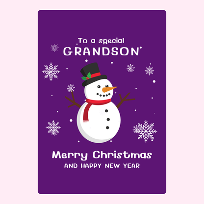 Christmas card for grandson with snowman