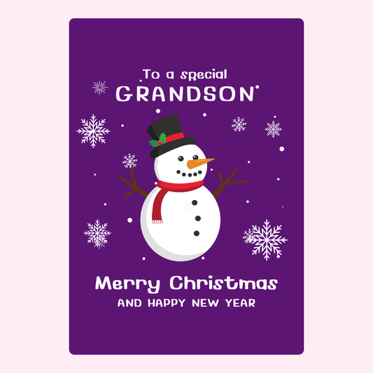 Christmas card for grandson with snowman
