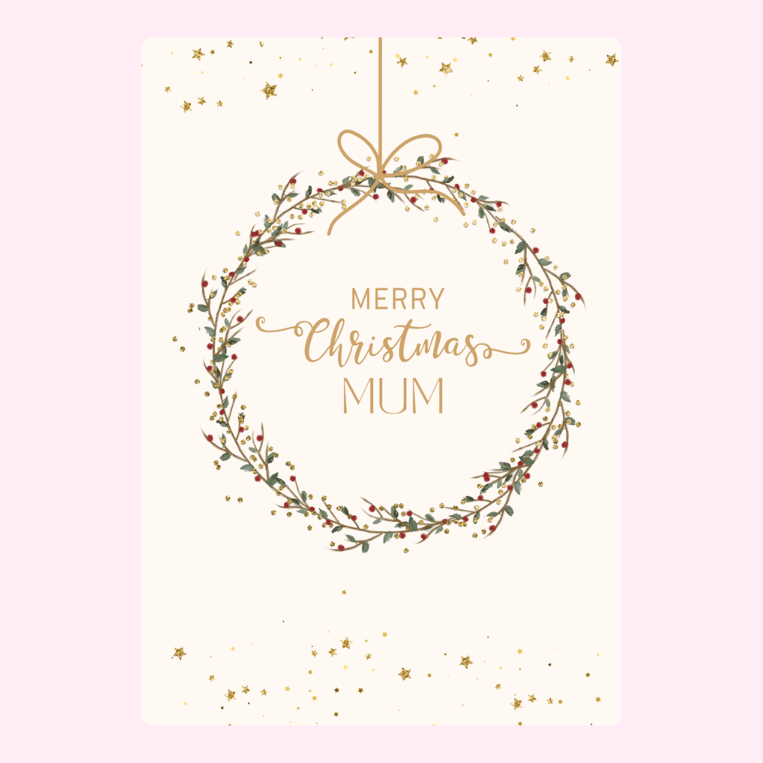 Christmas card for Mum with wreath design