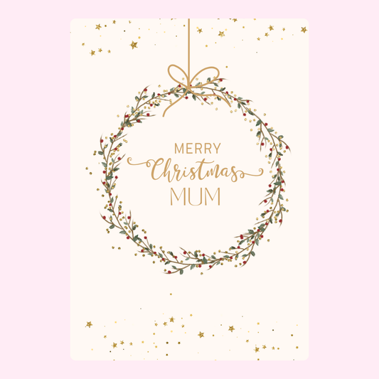 Christmas card for Mum with wreath design