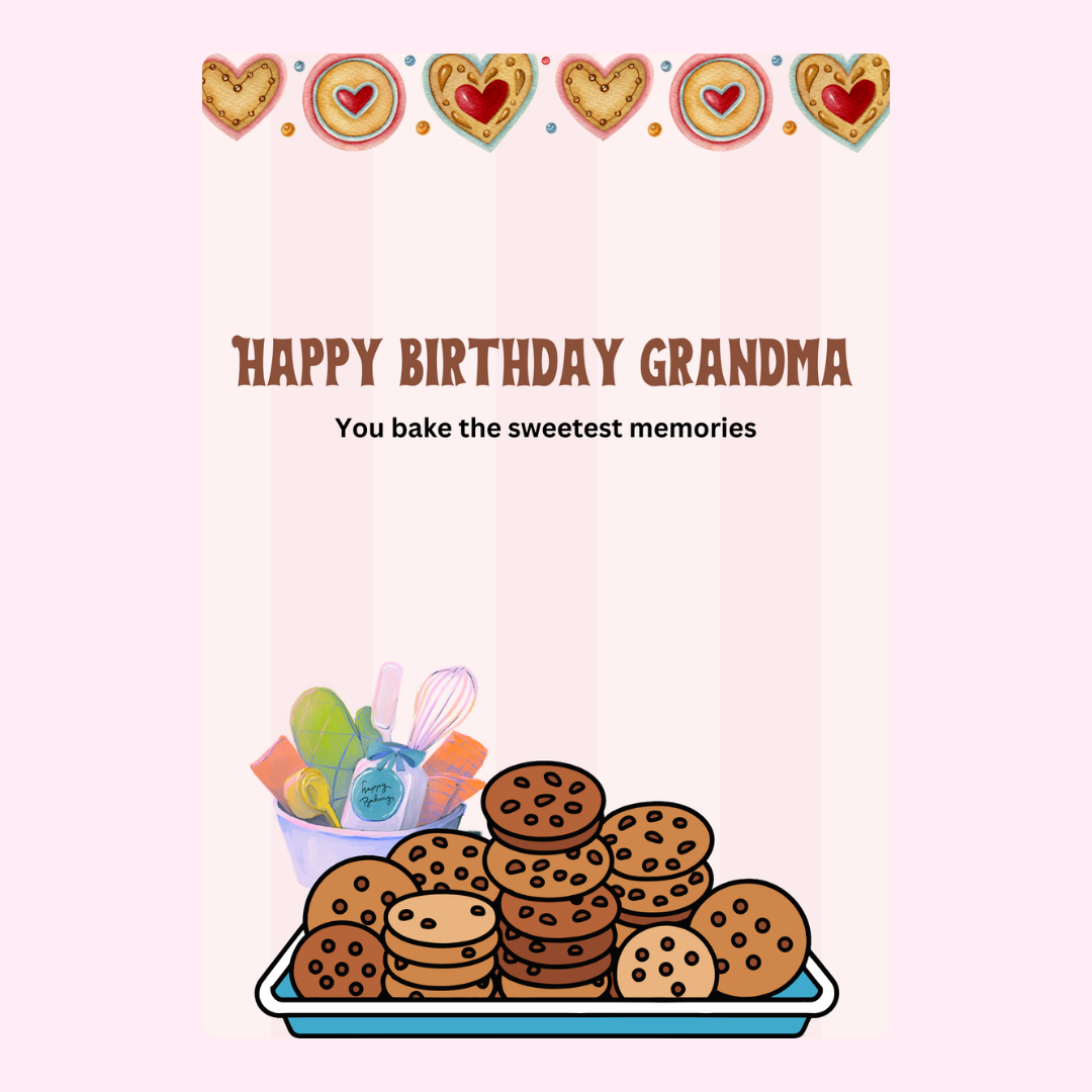 Birthday card for Grandma with cookies and baking tools