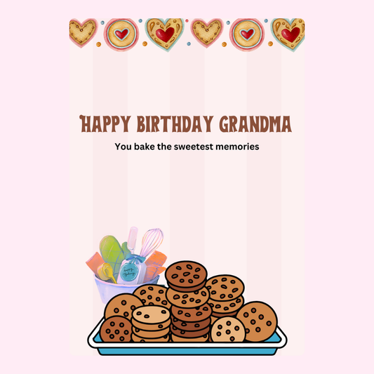 Birthday card for Grandma with cookies and baking tools