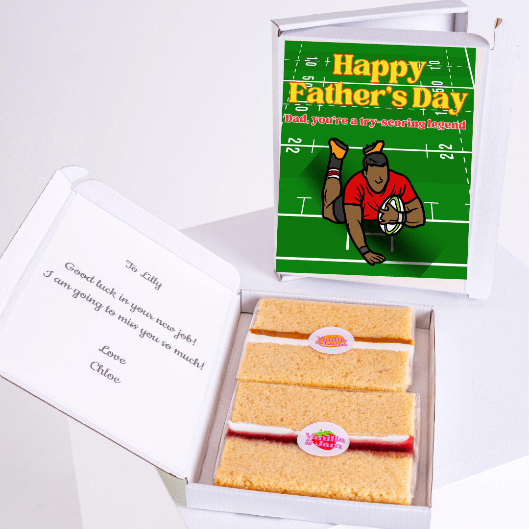 Father's Day gift box with cake and a rugby card for Lilly, b2db6430