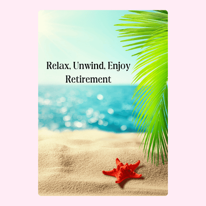 Retirement beach scene with starfish and palm, relax and unwind