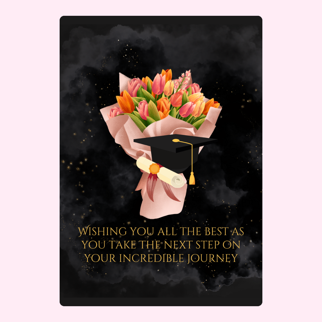Graduation bouquet card with well wishes