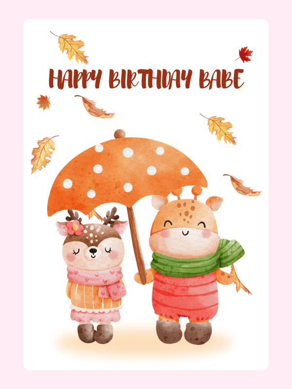 Happy Birthday card with deer & giraffe, 26_e07d03f3
