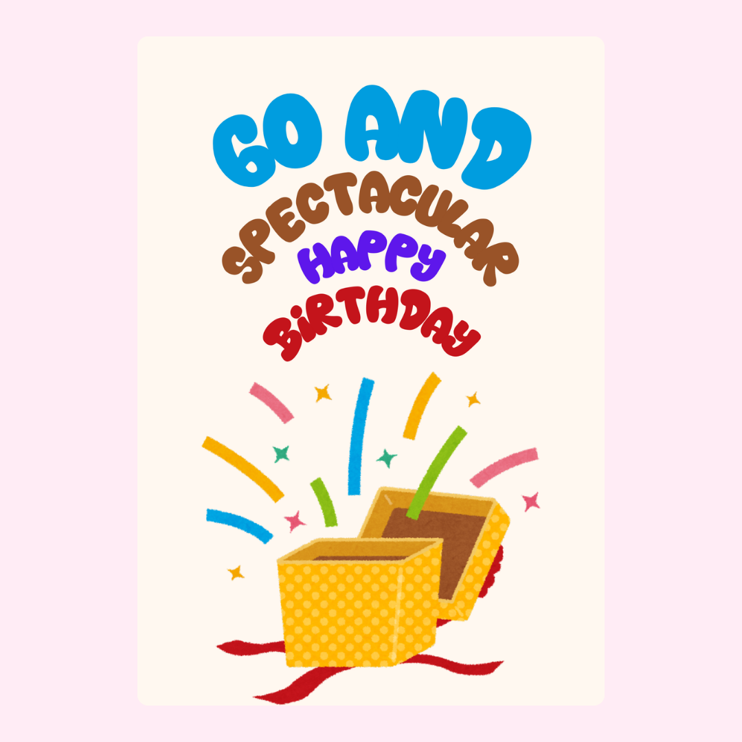 Happy 60th Birthday card with a gift box.