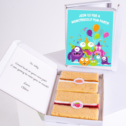 Monster party cake box gift for Lilly