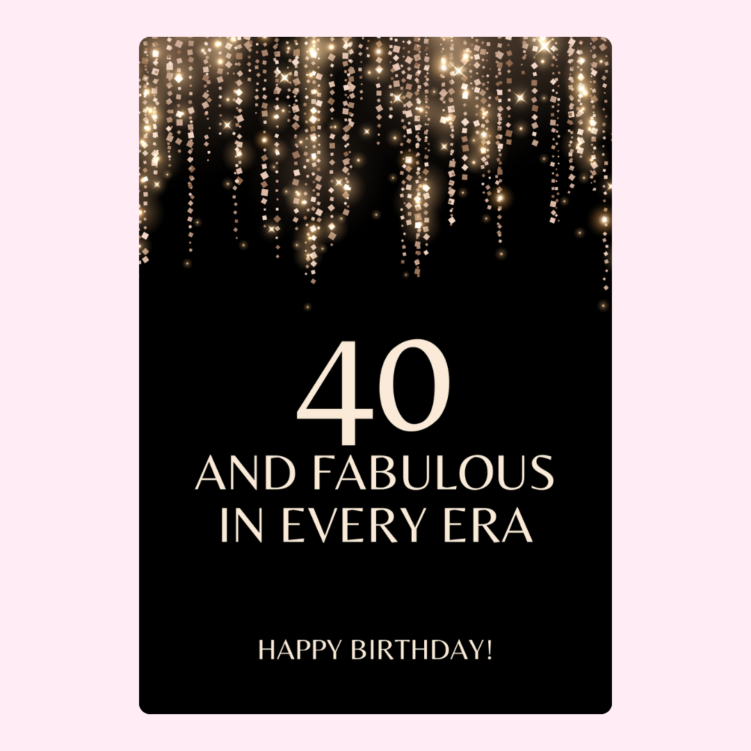 40th birthday card, 40 and Fabulous with gold glitter, 26_fbc1623a