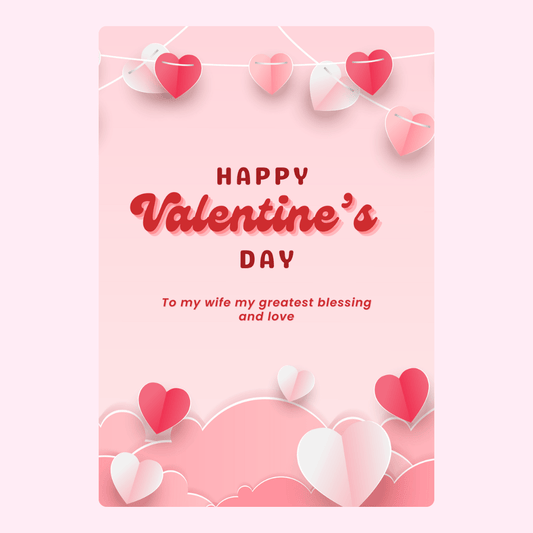 Valentine's Day card with hearts and message of love.