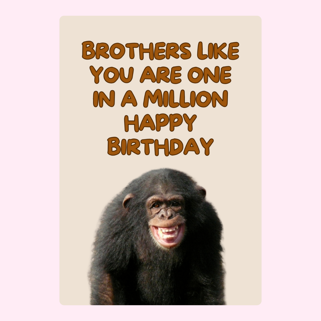Birthday card for brother with chimpanzee