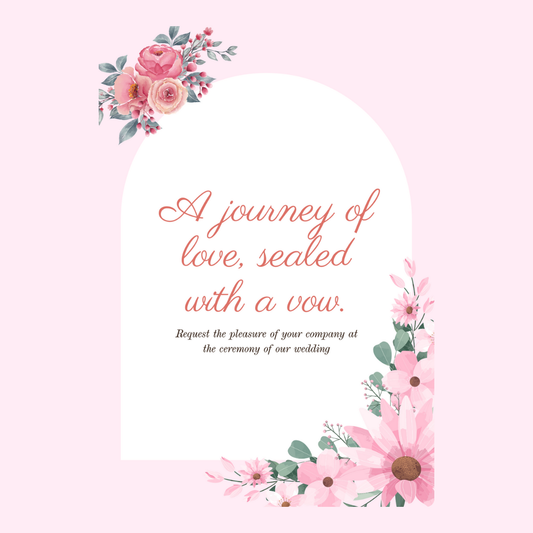 Wedding invitation with floral design and vow text