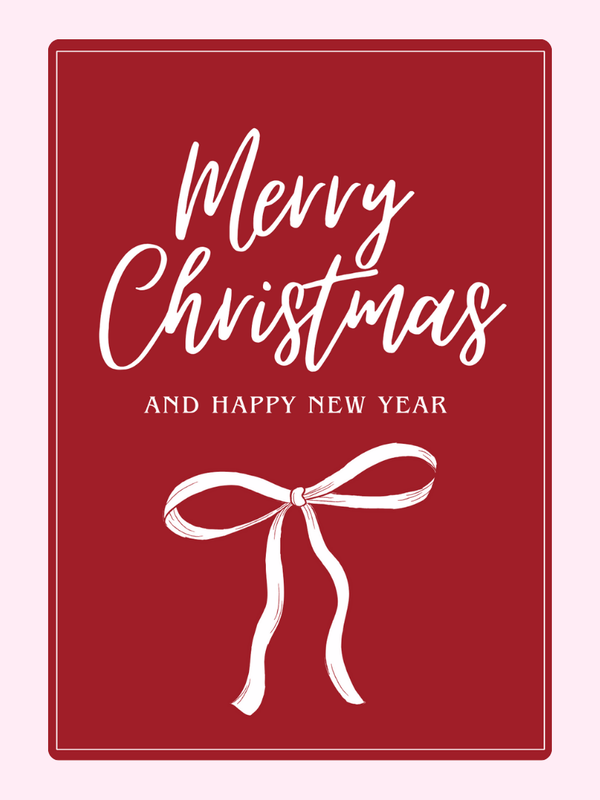 Holiday Red letterbox cake card with freshly baked cake slices