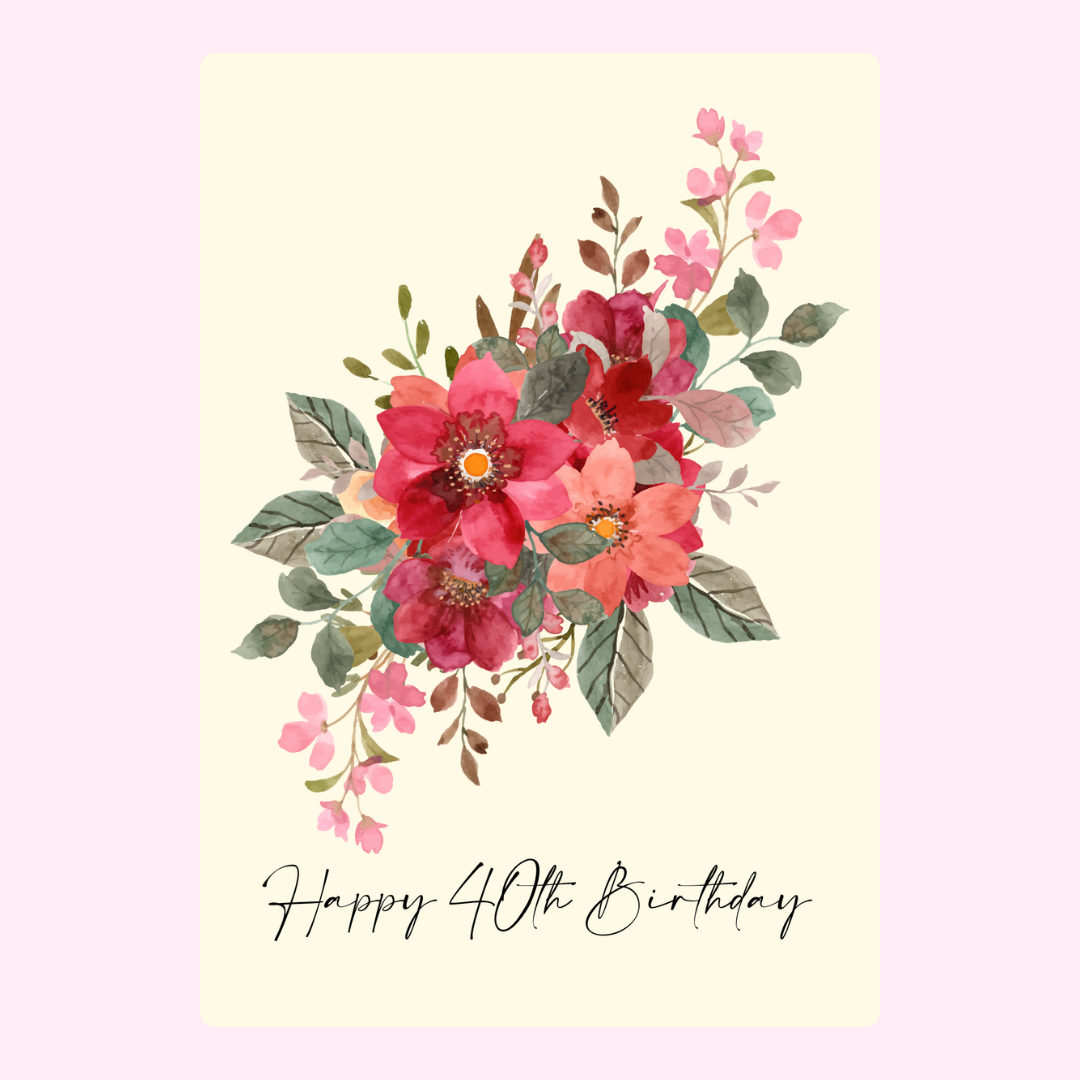 40th Birthday card with floral design