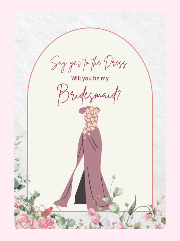 Say yes to the dress with floral dress illustration.