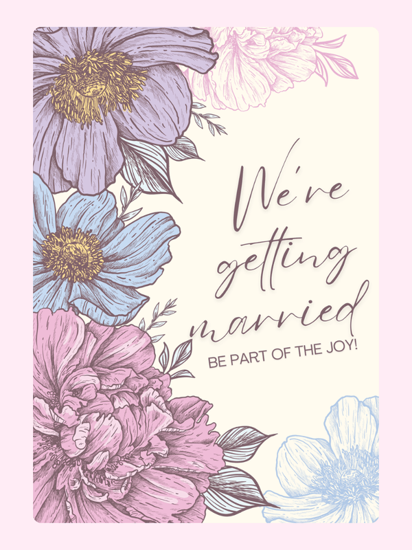 Wedding invitation with floral design.