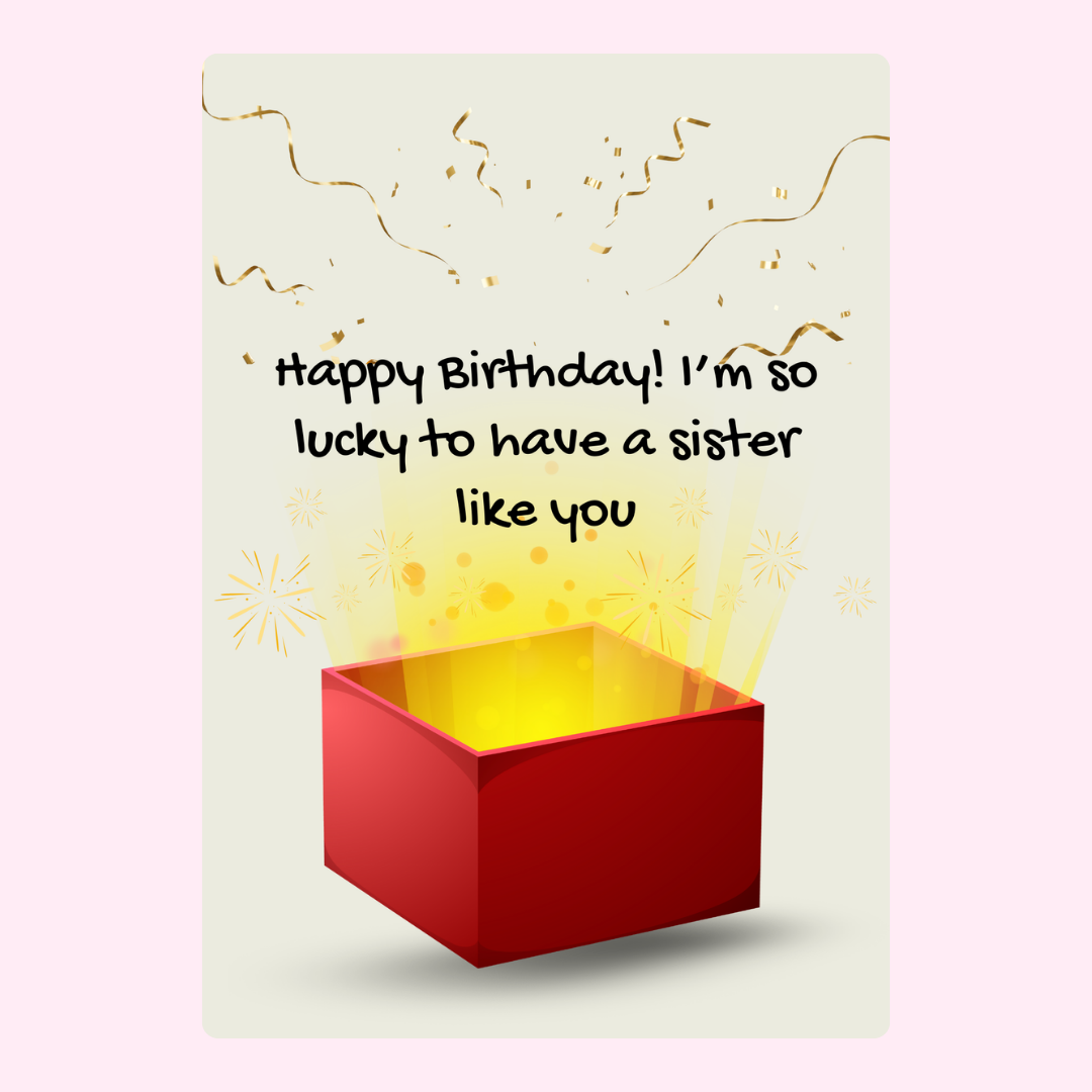 Birthday card for sister with gift box