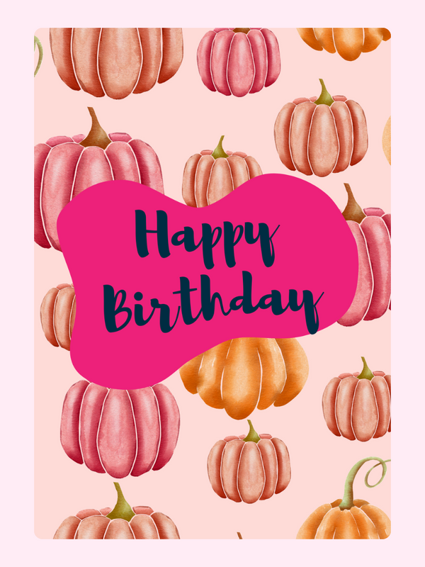 Happy Birthday card with pumpkins