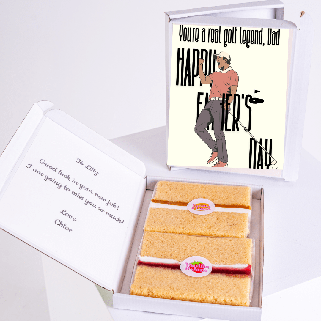 Father's Day card & cake gift box, golf theme.