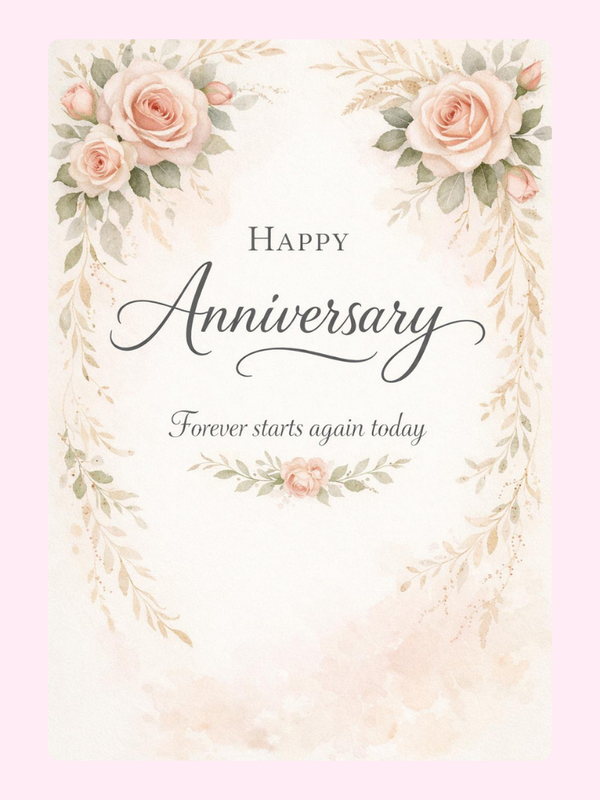 Forever Starts Again Today Anniversary Cake Card letterbox cake card with freshly baked cake slices