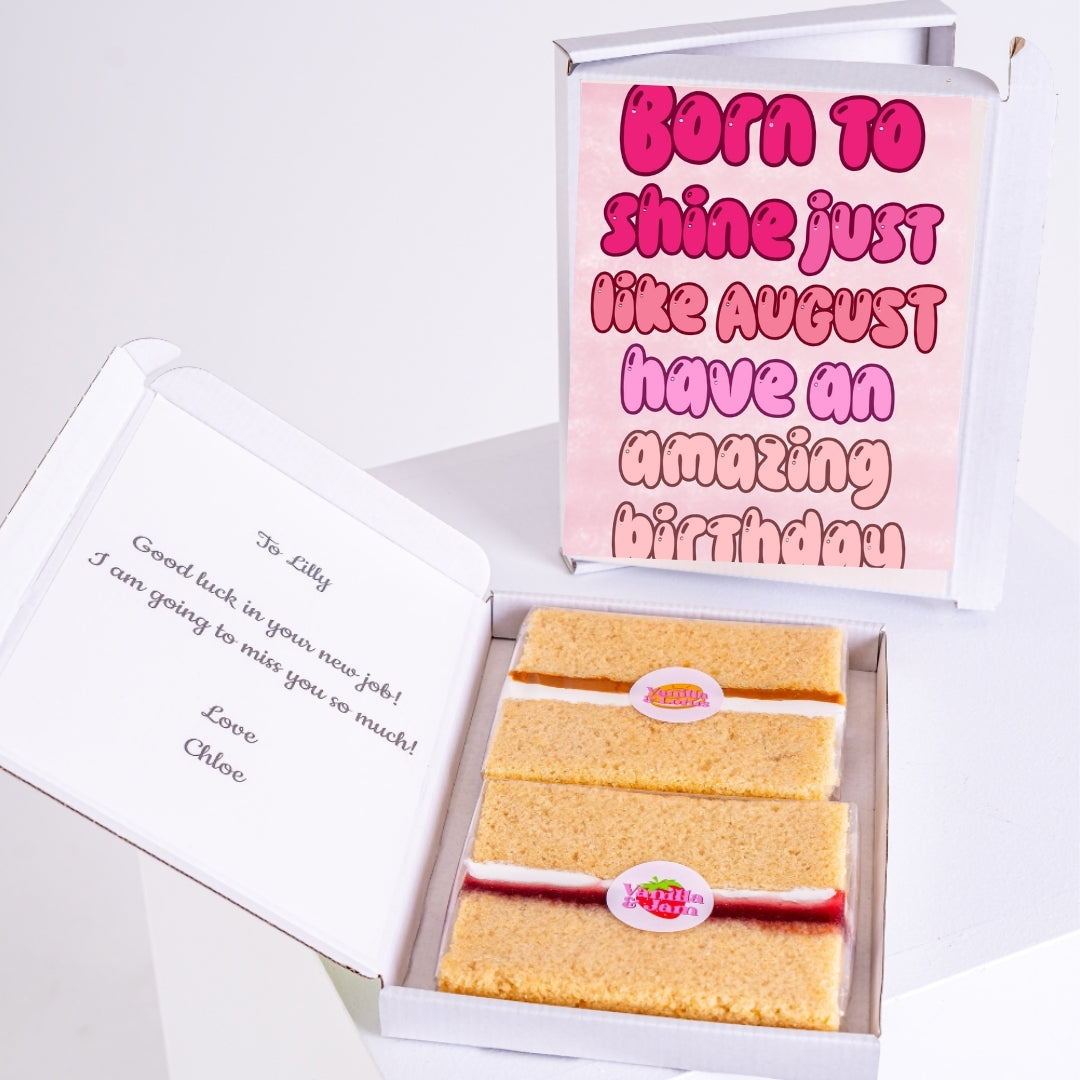 Vanilla sponge slices in gift box.