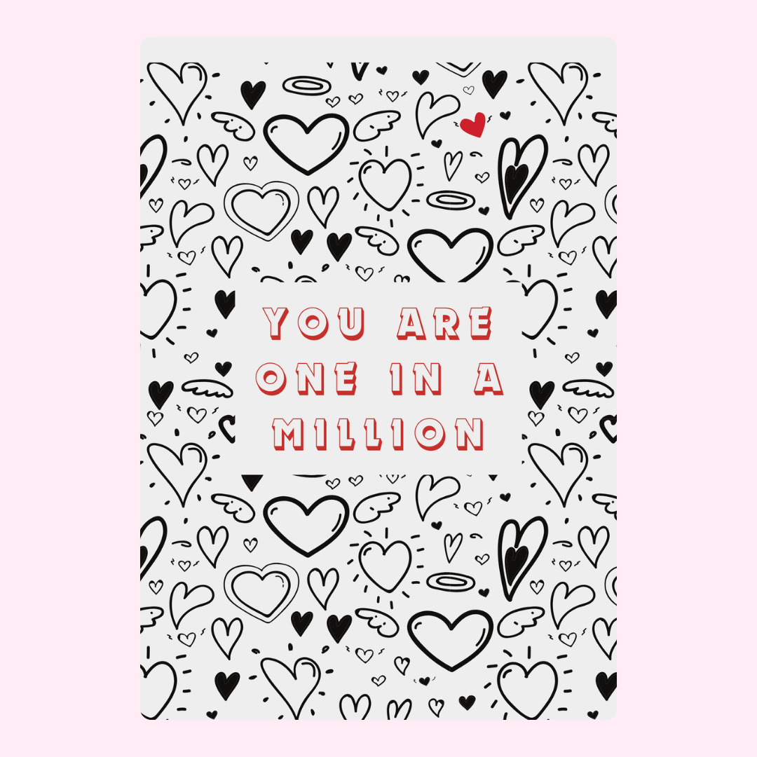 You Are One in a Million card with hearts