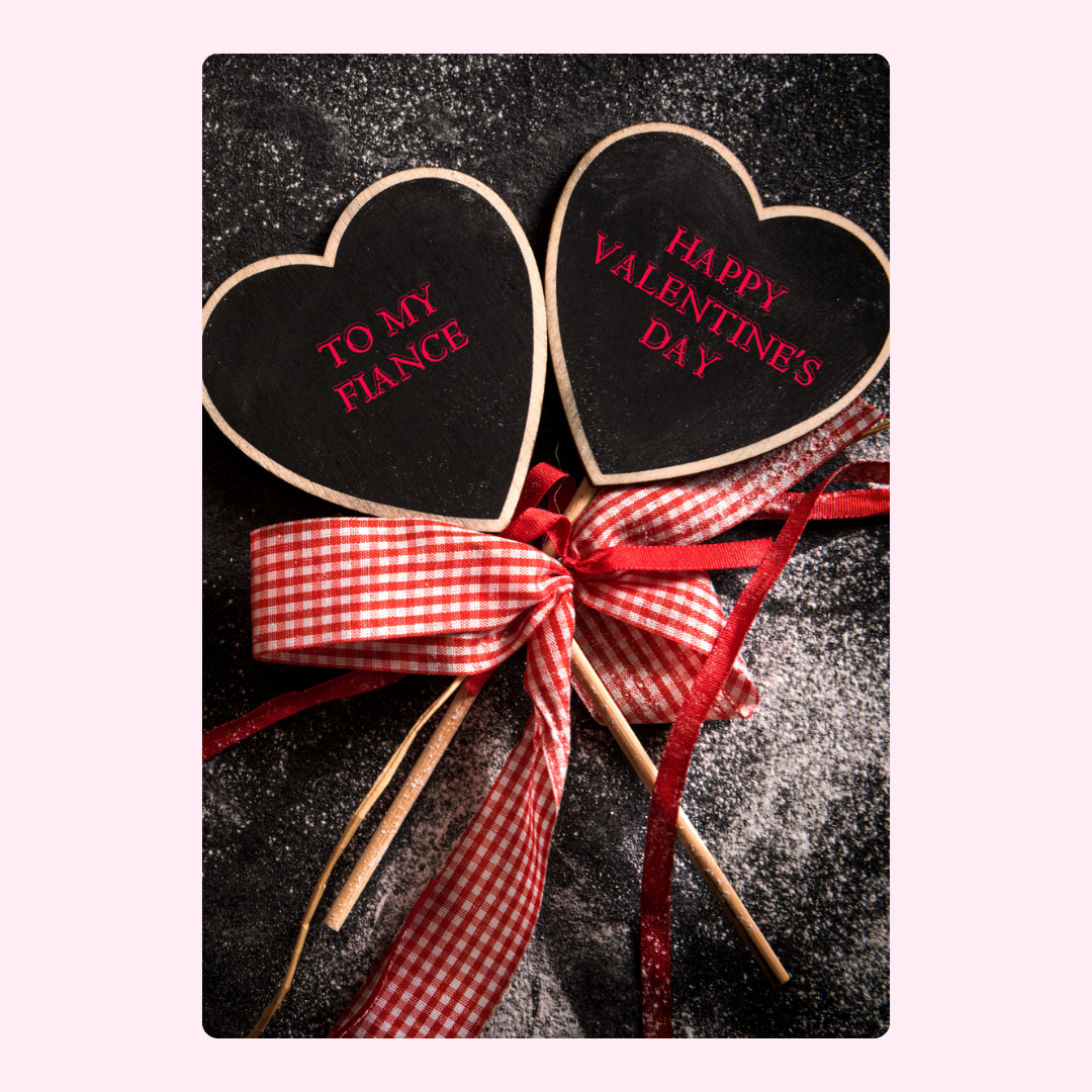 Valentine's Day card for fiancé with heart-shaped chalkboards.