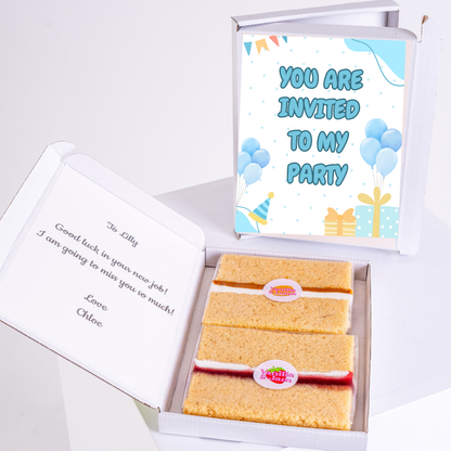 Party invitation cake box gift for Lilly