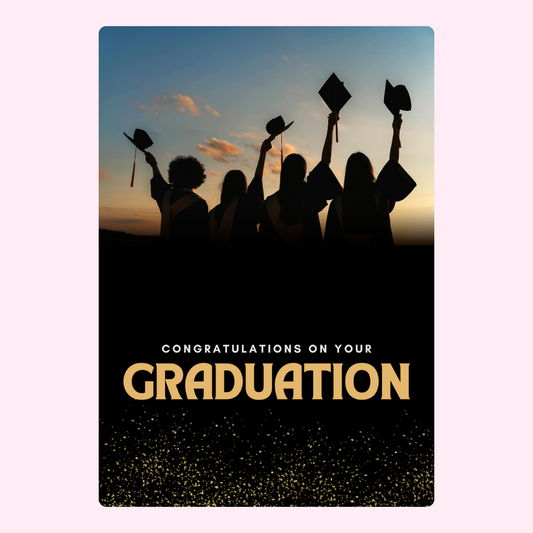 Graduation congratulations card with silhouetted graduates