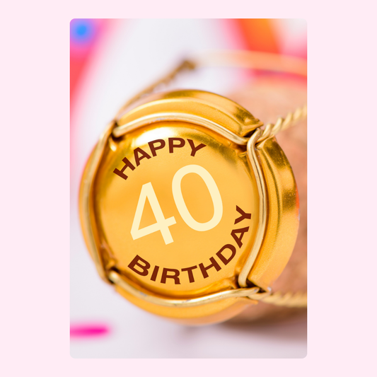 40th birthday champagne cork detail