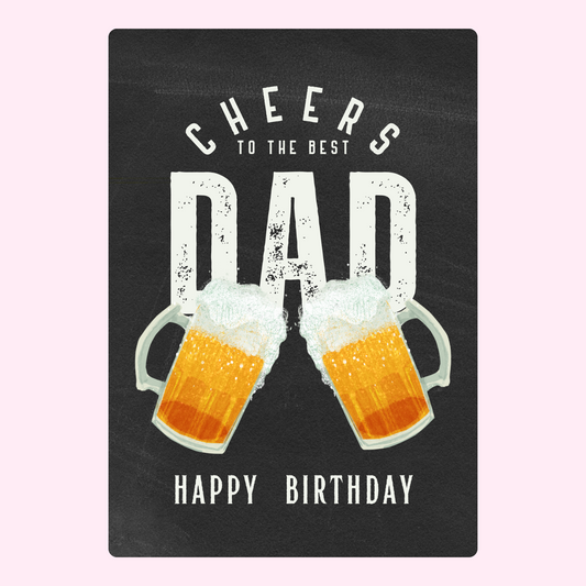 Happy Birthday Dad card with beer mugs