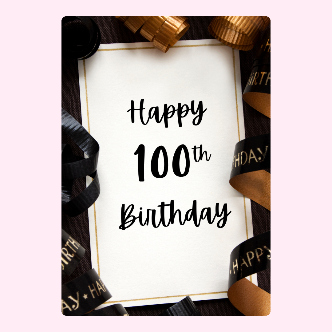 Happy 100th Birthday card with ribbons
