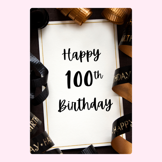 Happy 100th Birthday card with ribbons